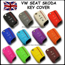Key Cover For VW Seat Skoda 3 Button Flip Key Fob Case Hull Silicone Rubber H*