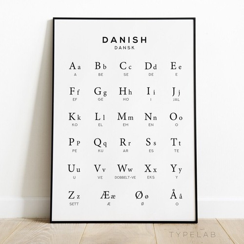 Danish alphabet print denmark - print,,