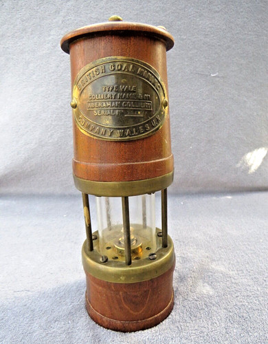 Vintage wooden miners lamp - vintage,