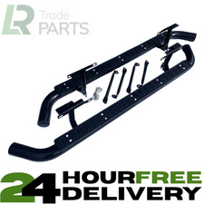 SIDE STEP PAIR FOR LAND ROVER DEFENDER 110 03-16 FIRE+ICE BLACK RUNNING BOARD