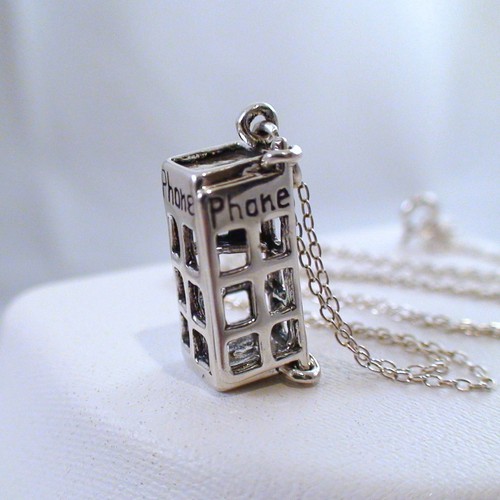 Phone booth necklace - phone, 925