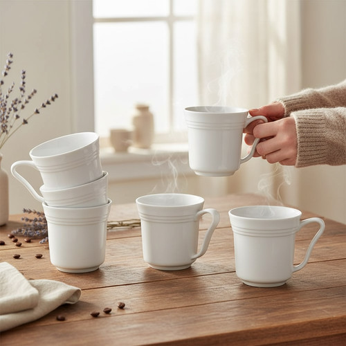 White ceramic coffee mugs - coffee,