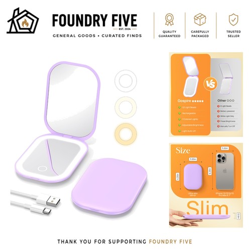 Compact lighted travel mirror - travel,