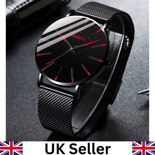Mens watches black red wrist - red,