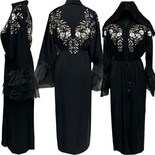 Black modest women embroidery - black,