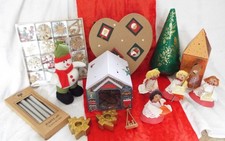 Job Lot Of Vintage Christmas Items Snowman Musical tree Decorations Candles