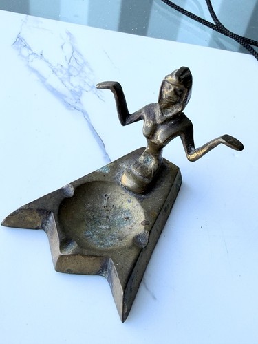 Vintage brass lady cigarette - lady,