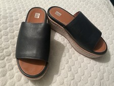 Fitflop Eloise Cork Wrap Leather Wedge Sandals Navy blue UK 7 US 9 EU 41