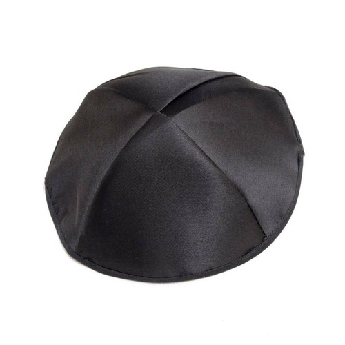 Simple black satin yarmulke - satin,