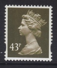 Y1716 U401 43p Deep Olive-brown ENSCHEDE PVA (bluish back) ~ UM GB Machin