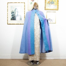 Vintage 1960s Donegal Design Mohair & Wool Cape – Handwoven Irish Cape in Lilac