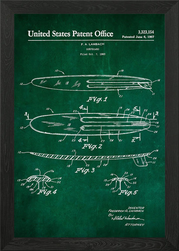 Surfboard patent framed - surfboard,