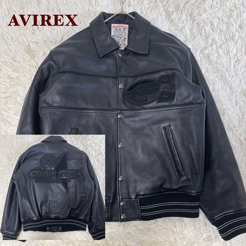 Avirex leather varsity jacket - leather,