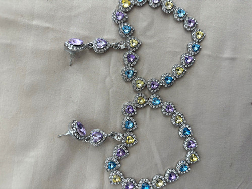 Silver tone multicolour round - silver,