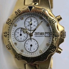 Zeitner Aquagraph Quartz Chronograph Watch Gold 39mm