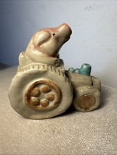 Vintage Pig On Tractor Ceramic