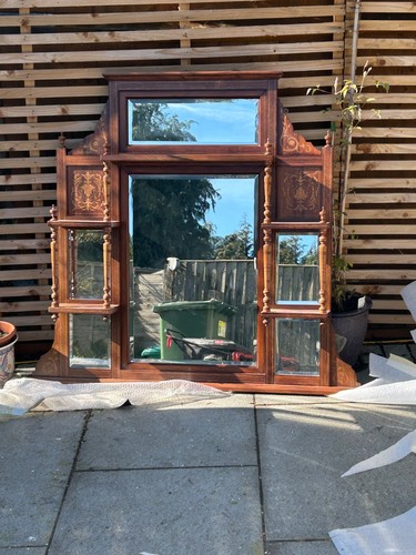 Antique mirror overmantle - antique,