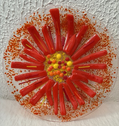 Fused art glass plate - art,
