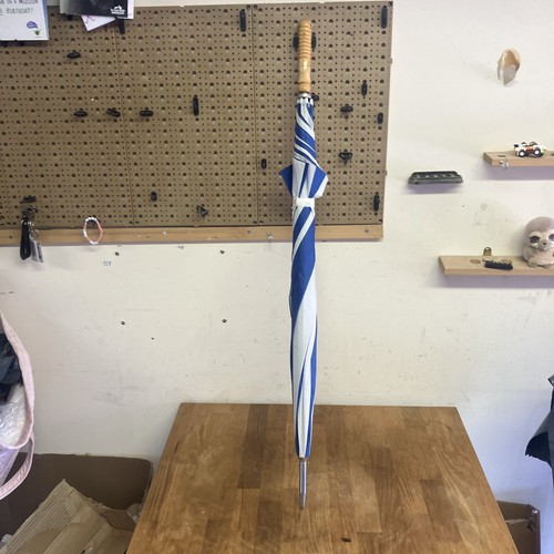 Vintage umbrella blue white - umbrella,