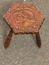 Vintage Spanish Tripod Rustic Wooden Milking Stool/ Plant Stand,