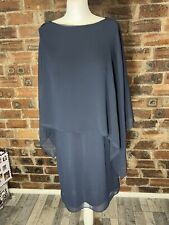 MONSOON NAVY SHORT CAPE EFFECT DRESS/BEADED DETAILS SIZE 10 NWT RRP £129