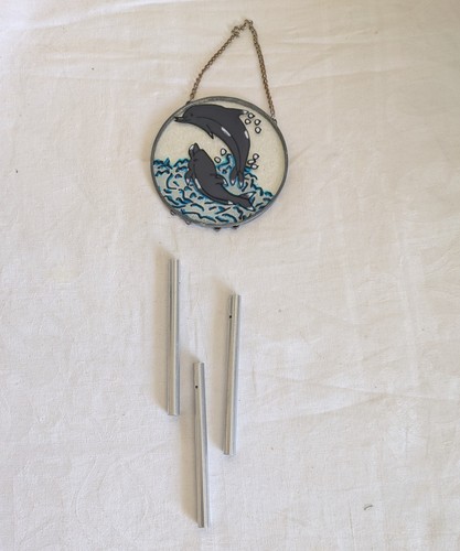 Stained glass dolphin wind - glass,