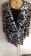 Black White Print Wrap Top Size 22 built in cami