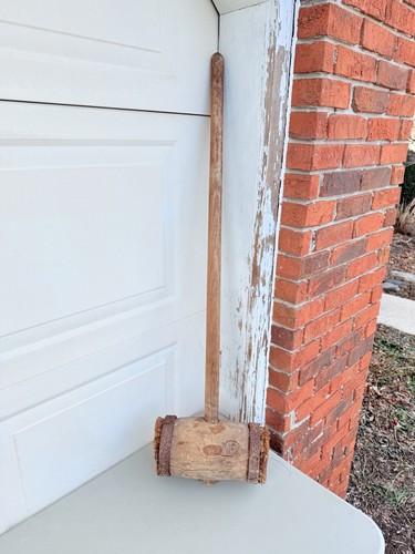 Large antique wood mallet - antique,