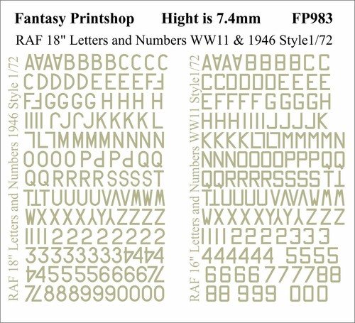 Raf numbers and letters - letters, 18"