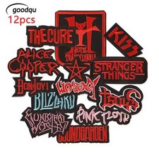 ROCK MUSIC BAND Embroidered Iron On Sew On Patch Badge Set Of 12 Red Patches