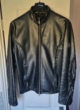 Mens Belstaff Silver Black Leather Biker Racer Jacket Medium Italy Rare