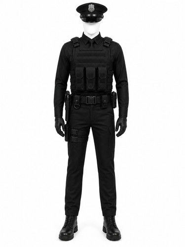 Black tactical police costume - black,