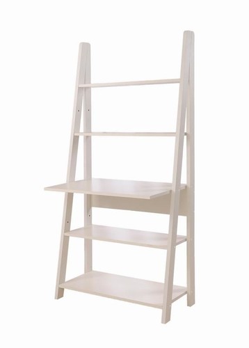 White ladder desk bookcase - white,