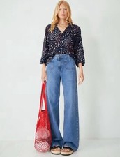 Hush Rowan Womens Flared Jeans Mid Authentic Blue uk 12 with Stretch  RRP £90