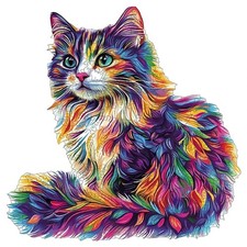 Colored Cat 3D Wooden Puzzle