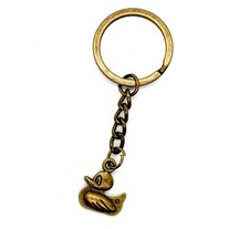Bronze duck keyring keychain - bronze,