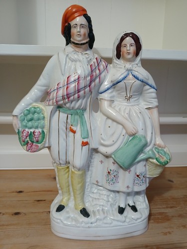 Staffordshire flatback couple - flatback,
