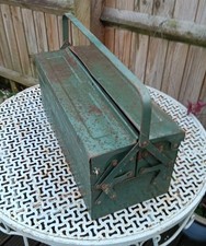 Vintage Cantilever Metal Tool Box Three Tier Compartments
