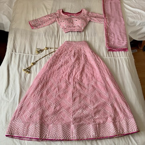 Blush rosé mirrorwork lehenga - blush,