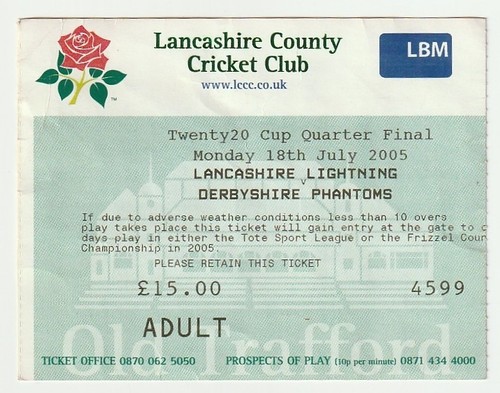2005 cricket ticket - cricket,