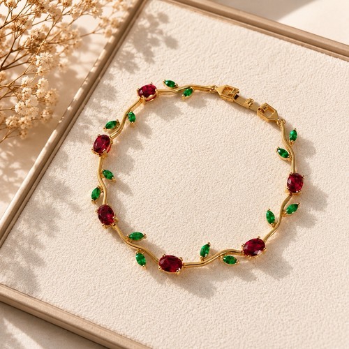 Gold tone red - gold, green