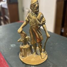 Vintage Early Blacksmith Metal Worker Original Solid Brass Metal Mascot
