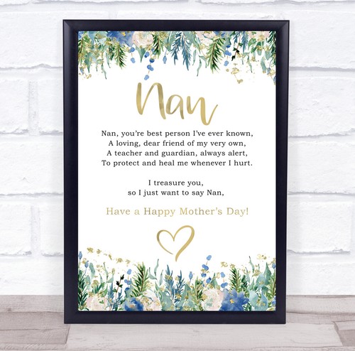 Blue floral gold - gold, day