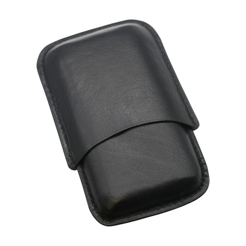 Black leather cigar case - black, for