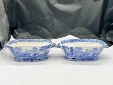 VINTAGE COPELAND SPODE'S ITALIAN BLUE WHITE TRANSFERWARE OPEN TOP SERVING DISHES