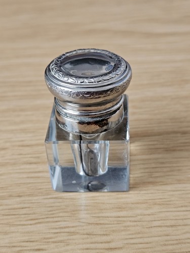 Antique cut glass inkwell - antique, with