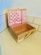 Antique wicker sewing basket