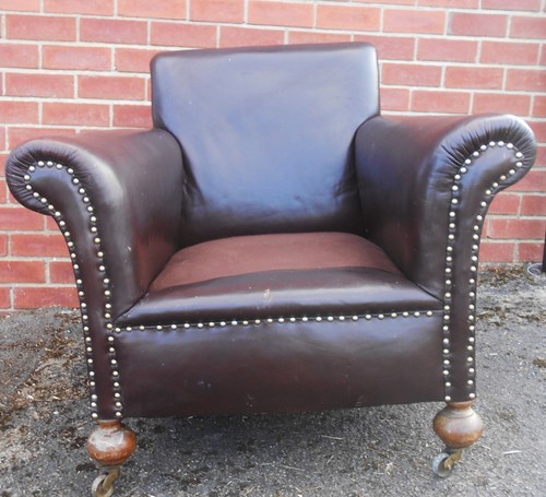 Leather armchair brown with - leather,