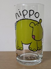 Retro Bang On the Door Highball Drinking Glass Hippo Pattern By Santoro