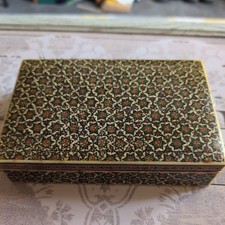 Islamic Persian Mughal Sadeli Khatam mosaic marquetry wooden box